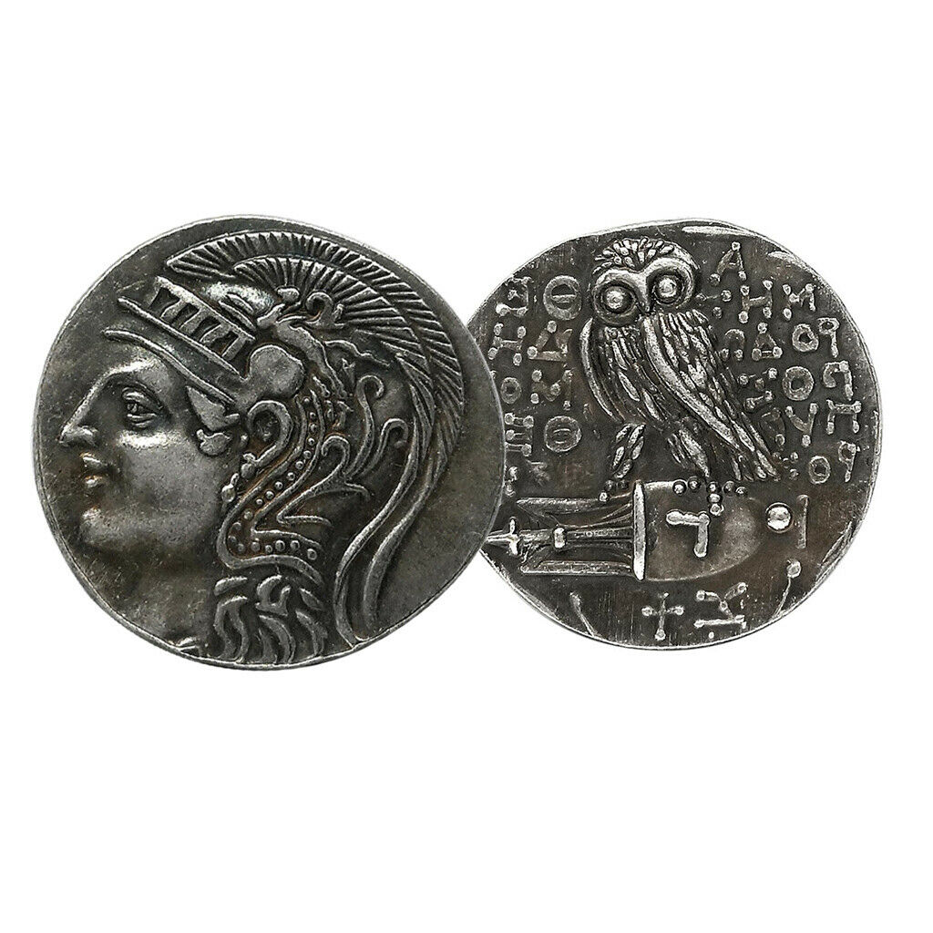 2 Pieces Commemorative Coin Engraved Owl And Greek Goddess Symbol of Wisdom