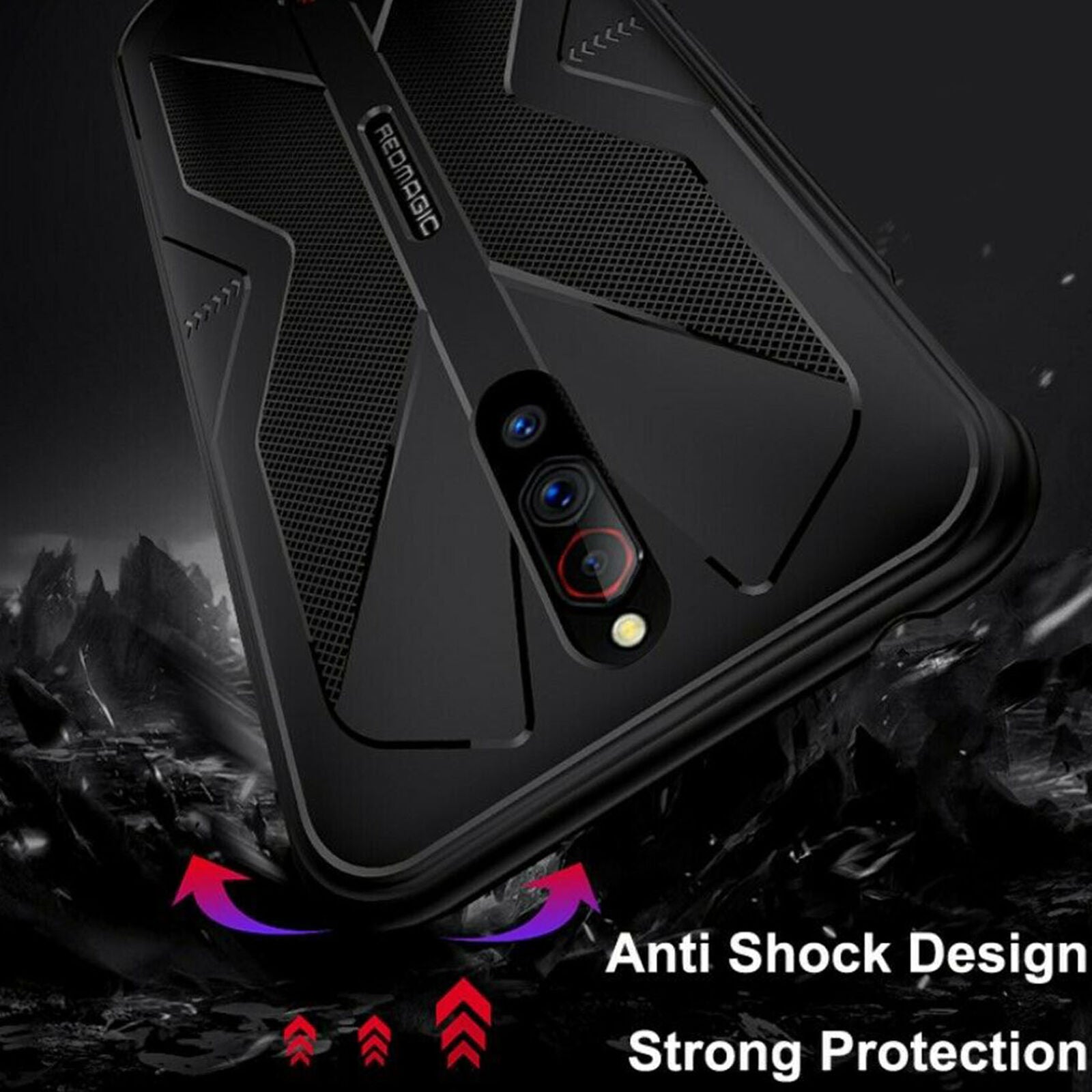 For ZTE Nubia Red Magic 5G Soft Gel Heat Dissipation Back Cover Case +PC Snap