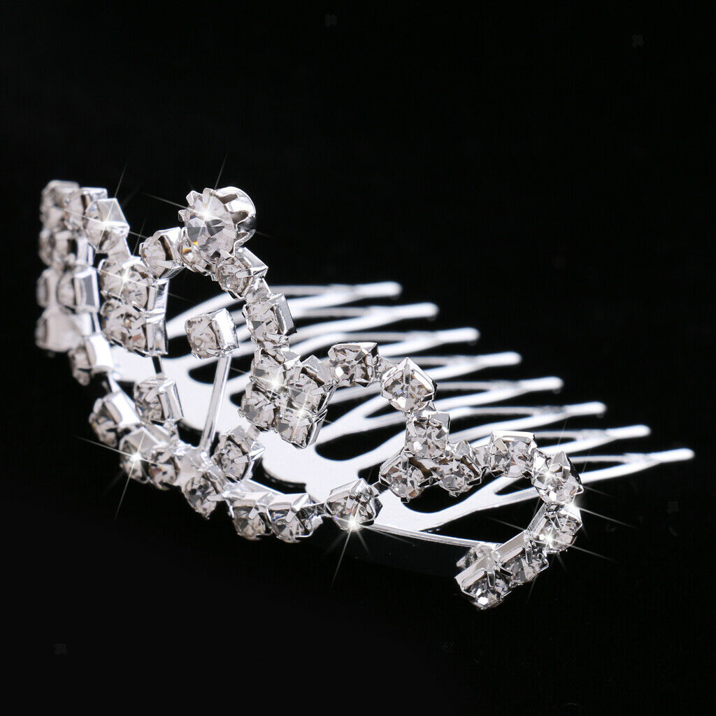 Children Girl Princess Mini Crown Comb Diamante Rhinestone Tiara Hair Clip
