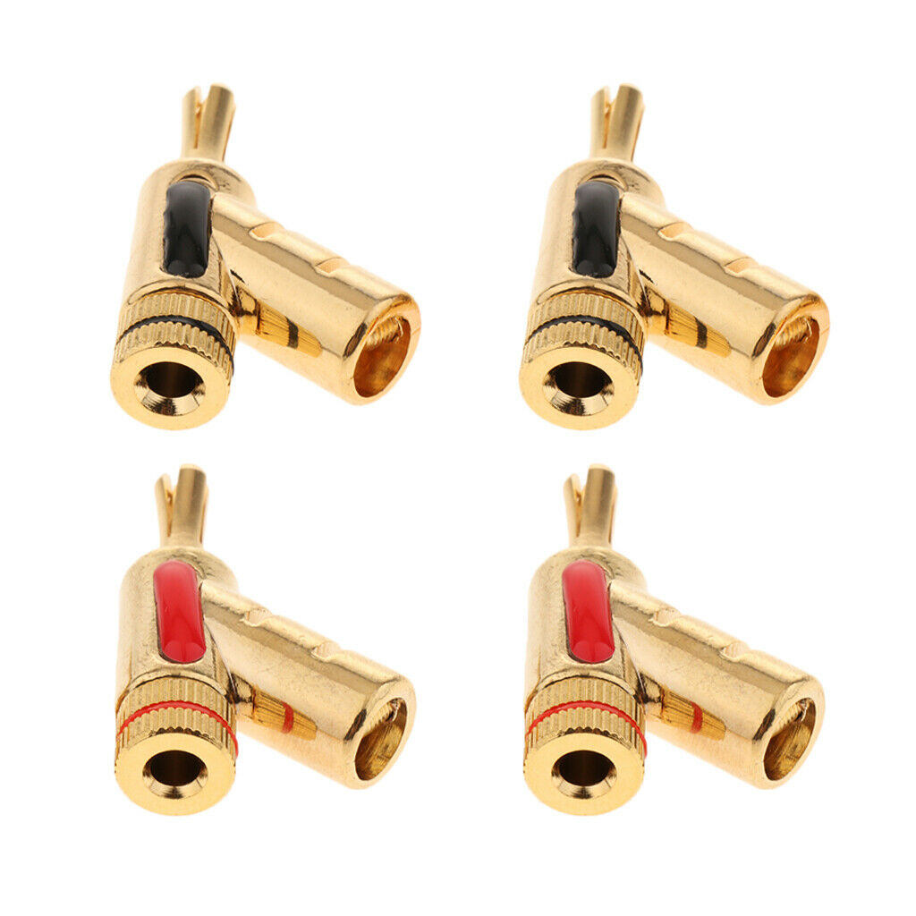 4pcs 4mm Banana Plug Speaker Cable Test Leads Screw Lock Terminal Connectors