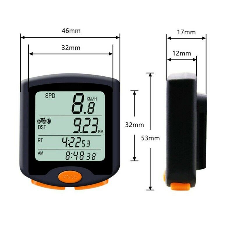 Cycling Bike Bicycle LCD Cycle Computer Odometer Wired Speedometer Waterproof