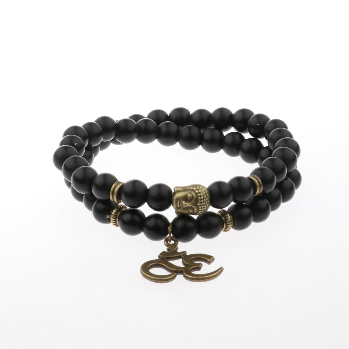 8MM Natural Obsidian Beads Double winding Charm Buddha Beads Fashion Bracelets
