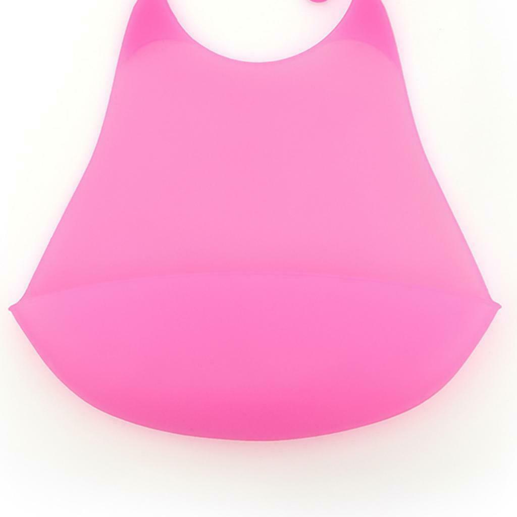 2 Pieces Adults Silicone Bib Clothing Protector w/Crumb Catcher Pink+Red