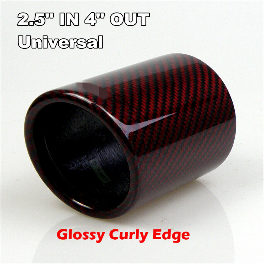 Car 101mm Universal Red Twill Carbon Fiber Cover Exhaust Muffler Pipe Tip case