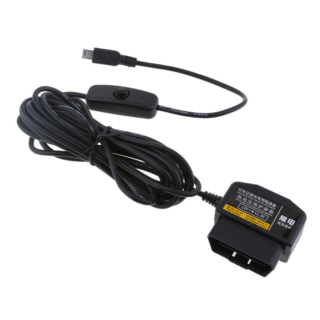 2Pieces 12/24V to 5V Car Dash Cam Hardwire Adapter Cable DVR OBD Buck Line