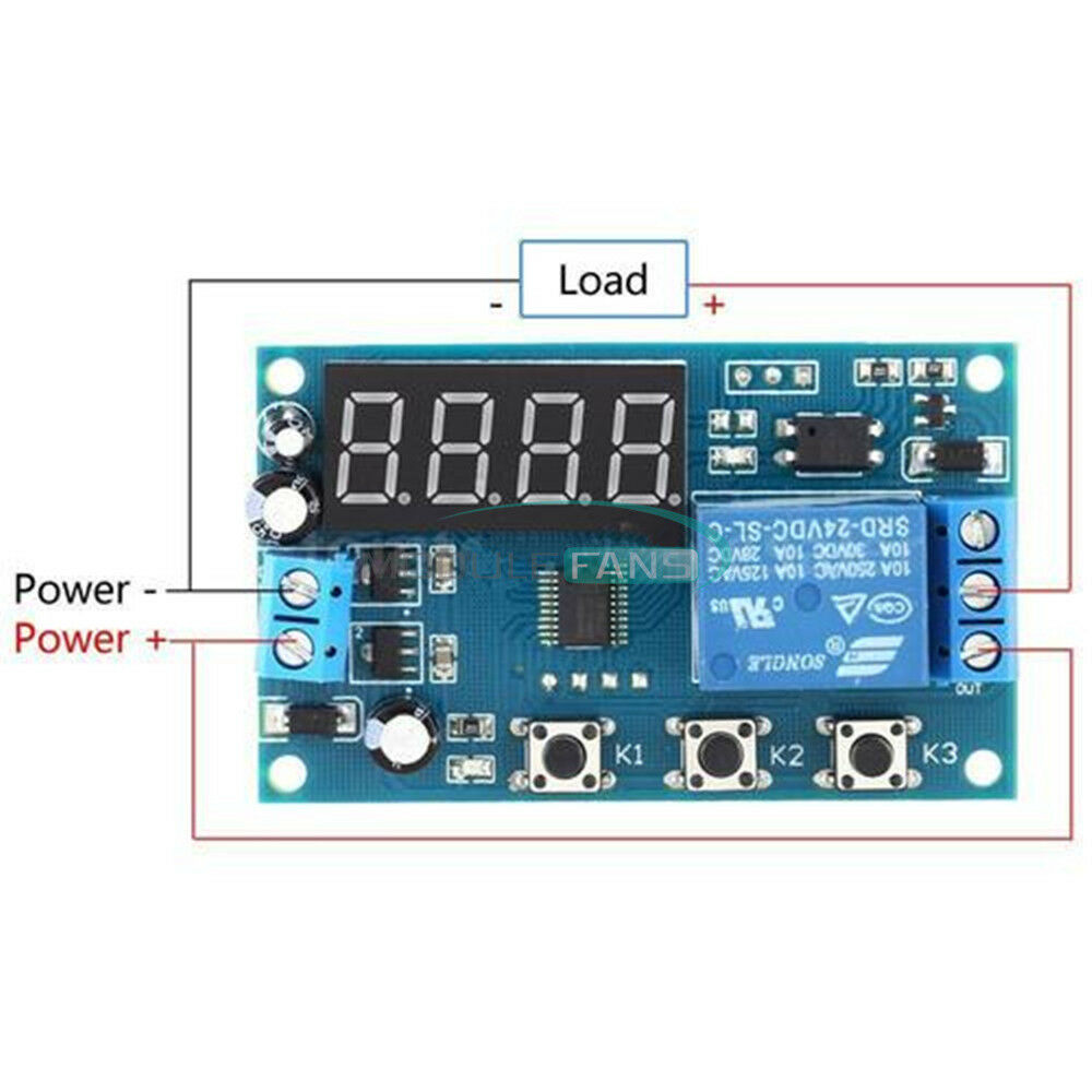 DC24V 4-digit High Performance LED Delay Timer Module Switch Cycle Control Relay