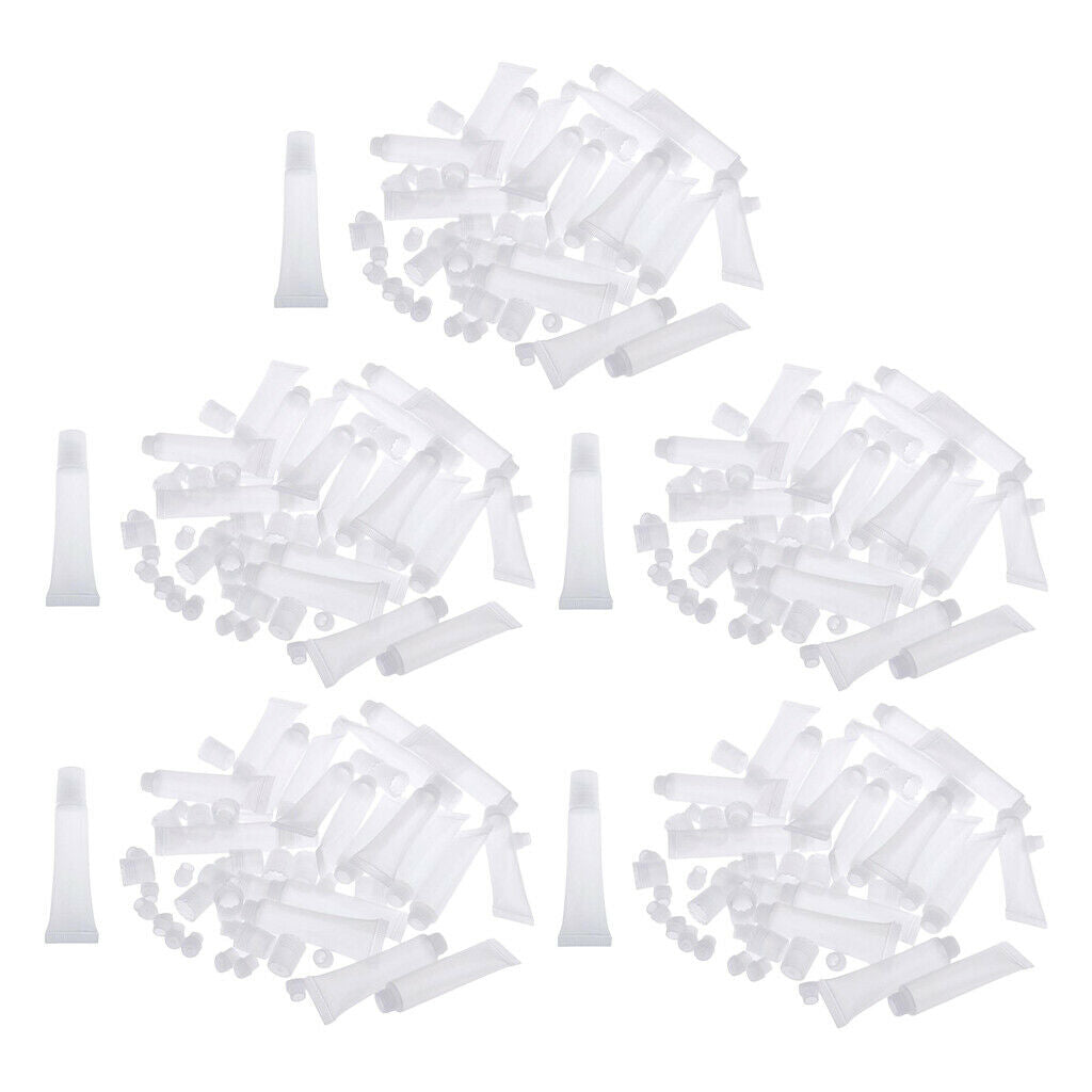 100Pcs Clear Empty Lip Gloss Soft Tubes Travel Eye Serum Bottles Vials