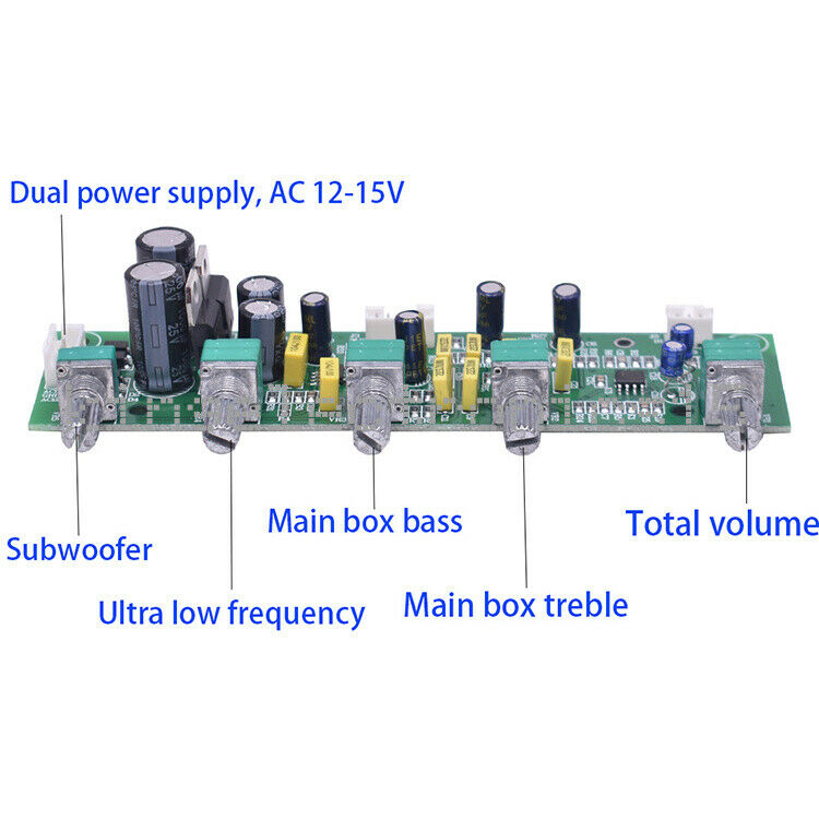 1PCS Subwoofer Preamplifier Board NE5532 HiFi 2.1 Preamp Tone Board Treble Bass