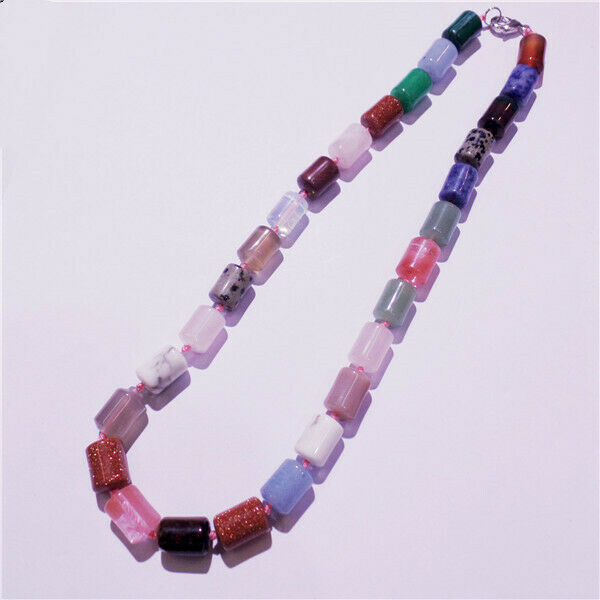1 Strand 13x10mm Multicolor Mixed Stone Cylinder Beads Handmade Necklace HH9240