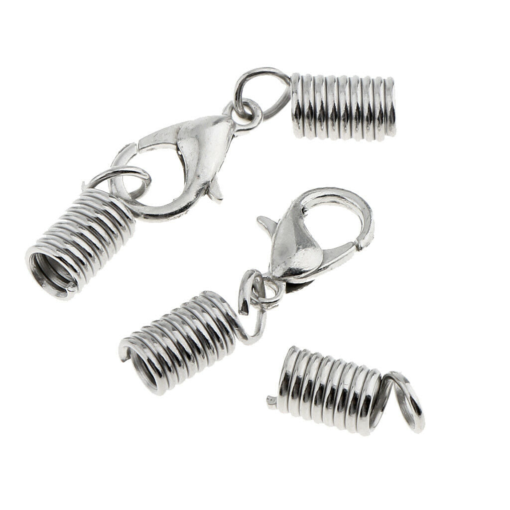 20Pcs Lobster Clasp with Spring Clasp Cord End Crimp Caps Necklace Connector
