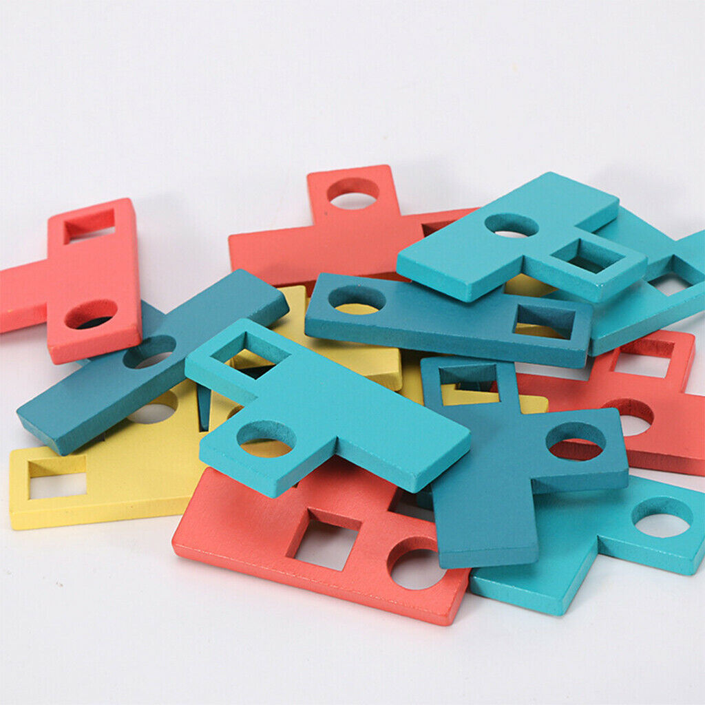 Wooden Montessori Tangram Board Blocks Shape Puzzles Brain Teaser Gifts