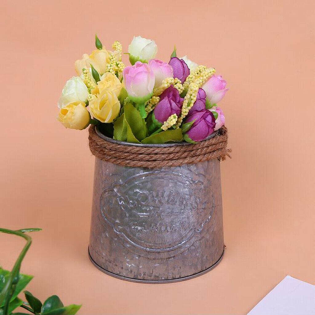 Metal Bucket Metal Tinplate Flower Plant Bucket Decorative Garden Pot for Home