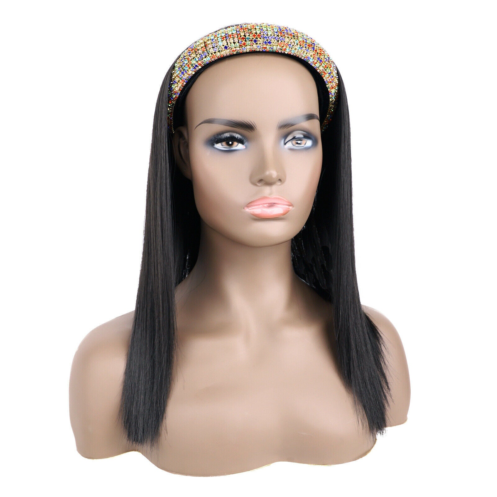 New BOB Straight Hair Wigs for Black Women Rainbow Headband Wigs Full Head Wigs