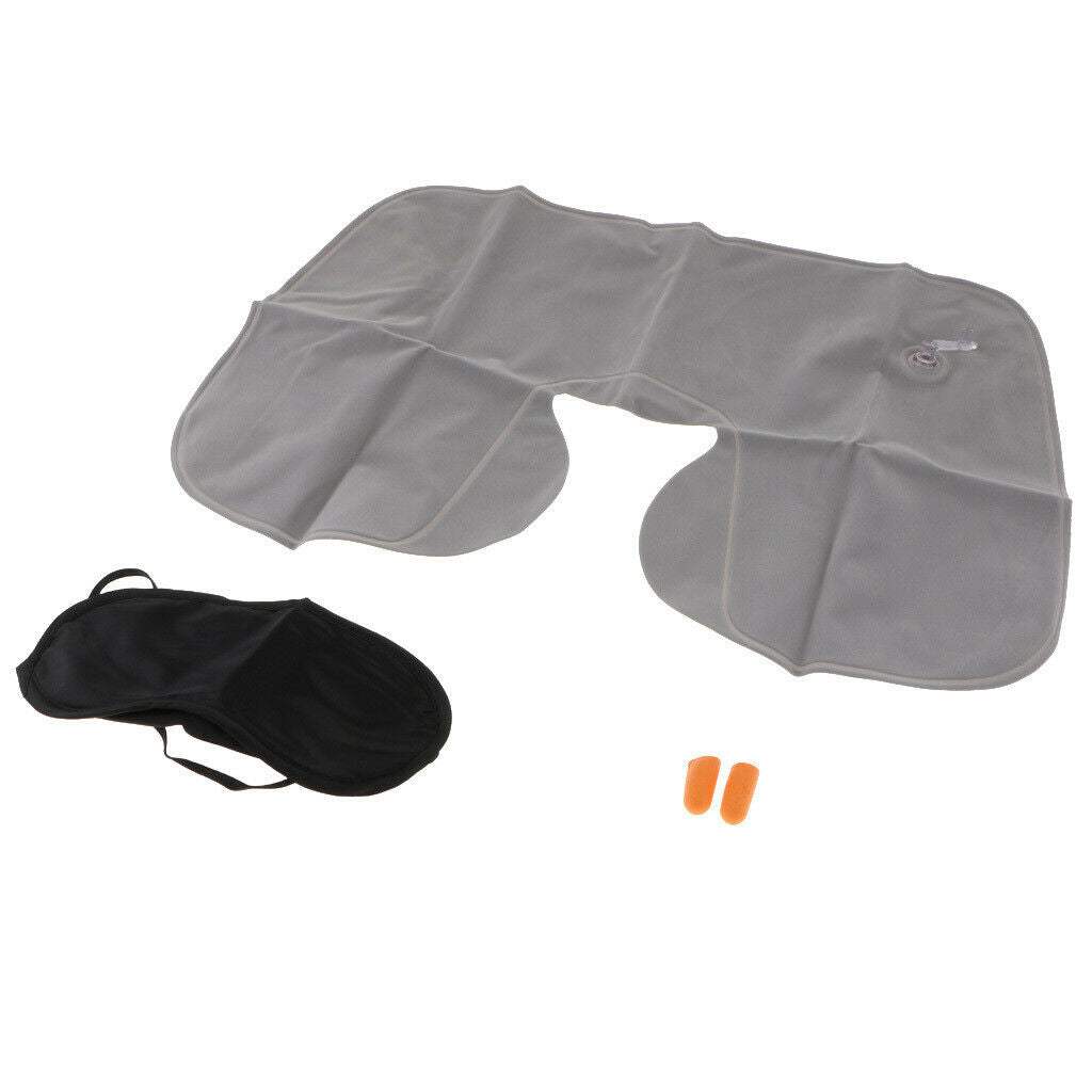 4X Portable Inflatable Travel Pillow Neck Head Rest Air Cushion With Eye