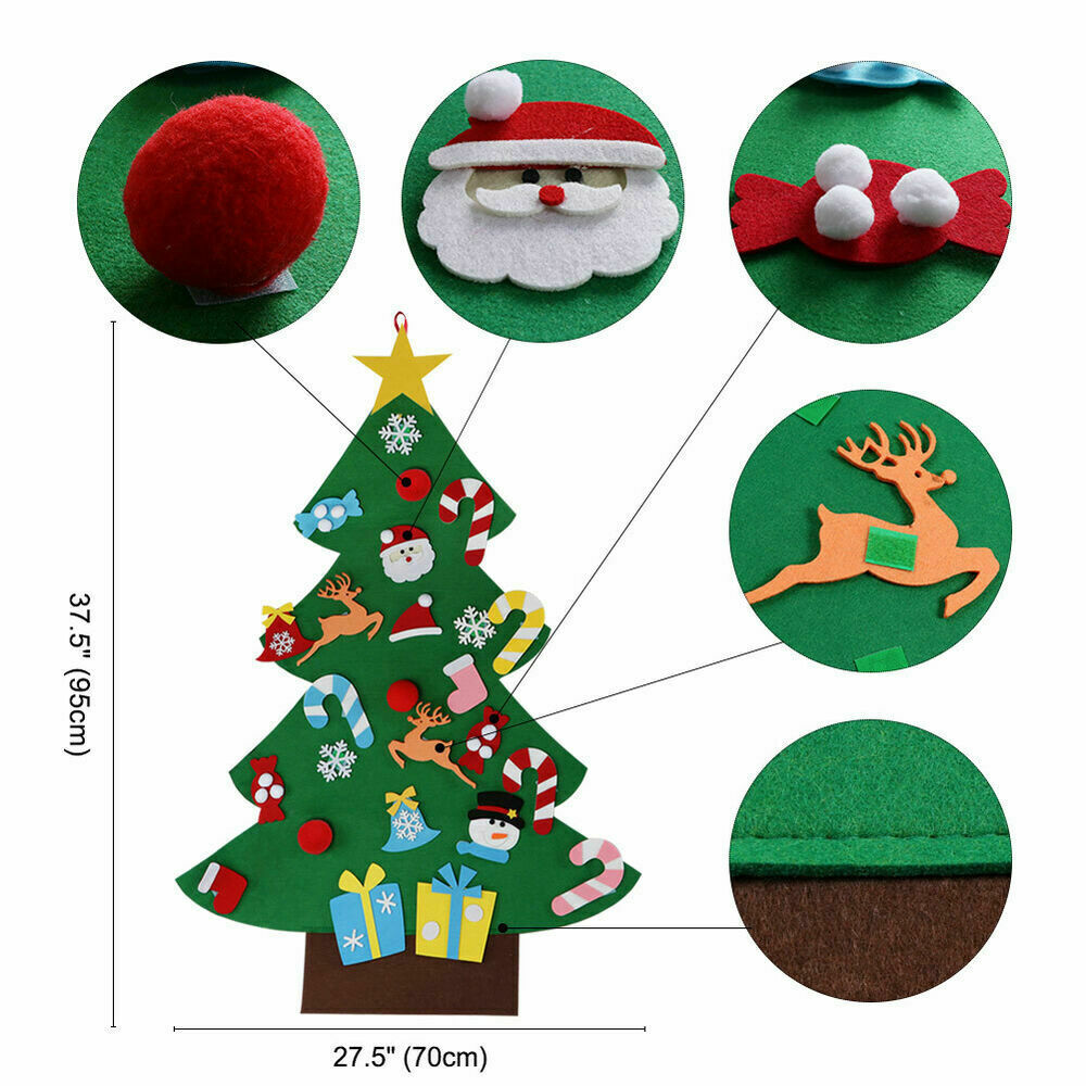 Christmas Tree Felt Set with Ornaments Elk Candy DIY Kids Xmas Gift Home Decor