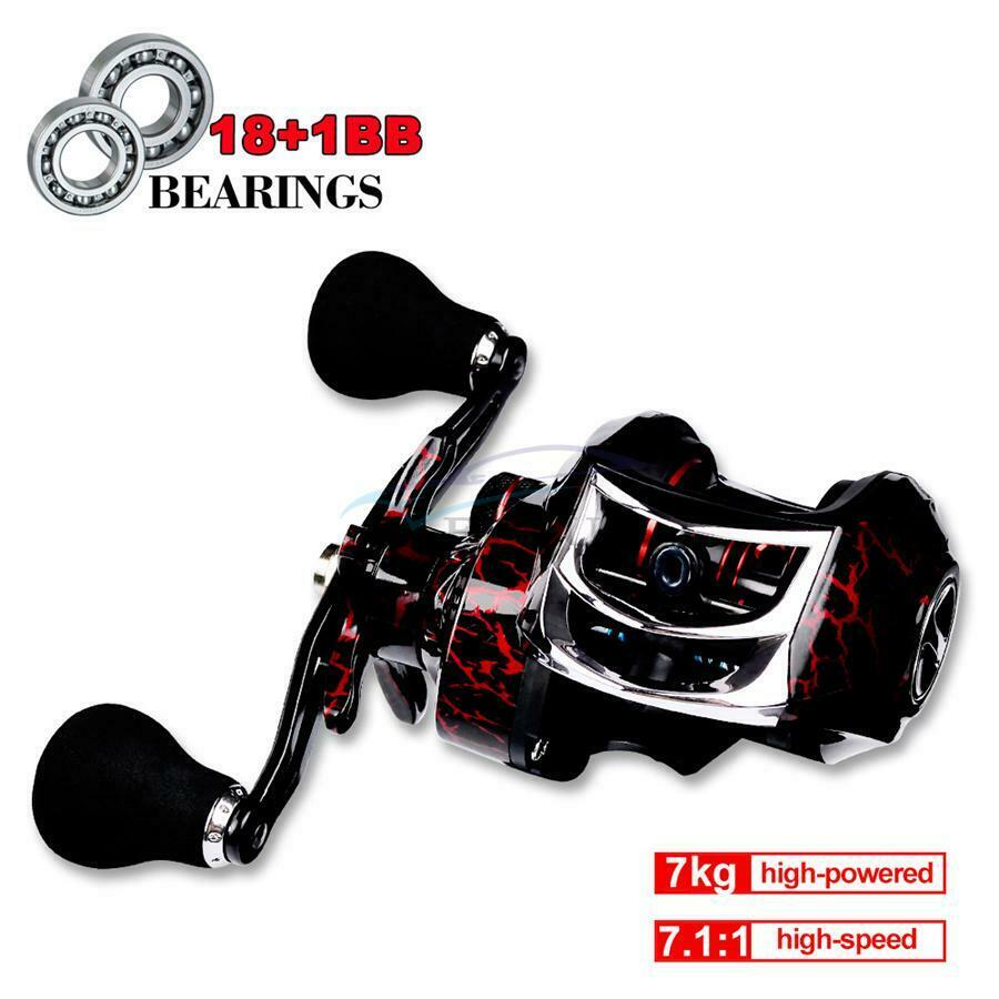 Right Hand Magnetic Brake Throwing System 18+1BB 7.1:1 Gear Ratio Fishing Reel