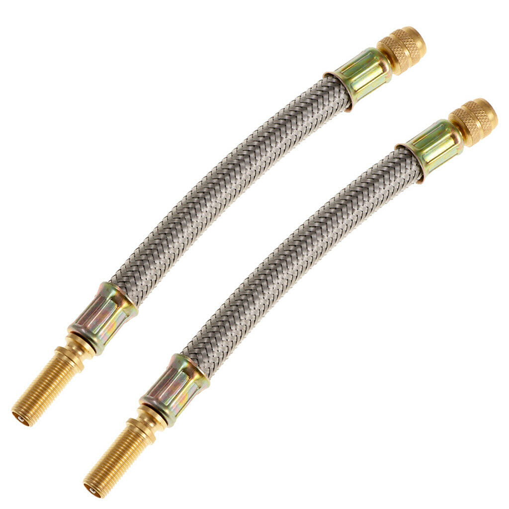 2X 150mm 304 Stainless Steel Braided Wheel Tire Tyre Valve Extension Adaptor