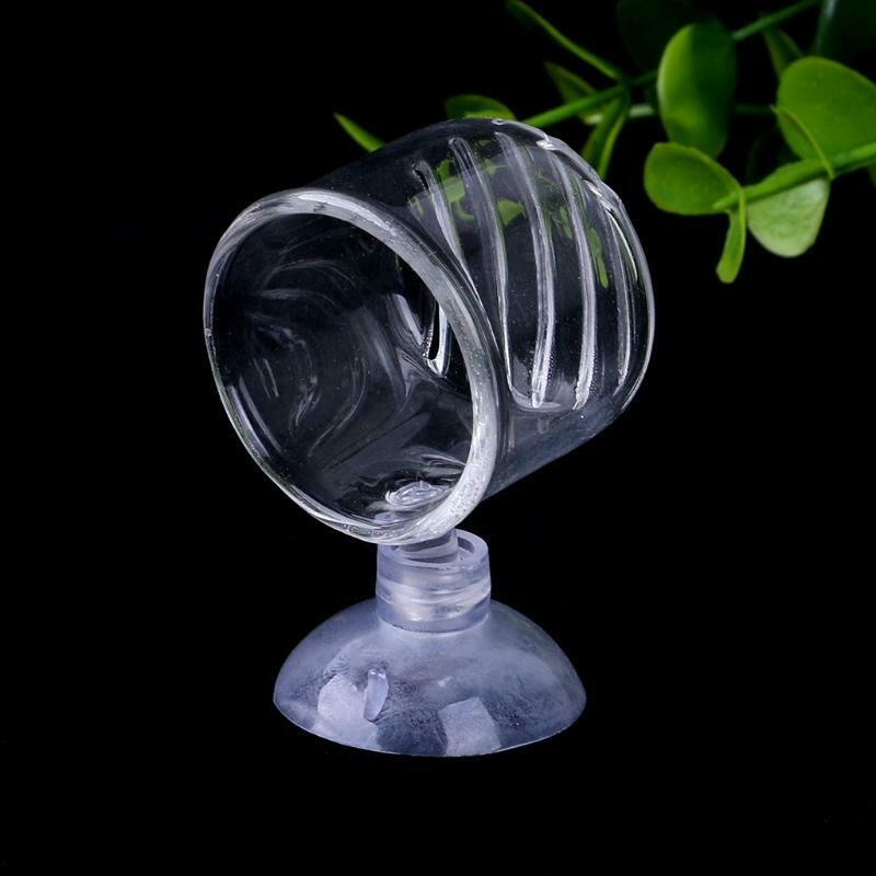Aquarium Tank Glass Bubble Plant Crystal Fish Feeding Feeder Glass Cup Basin New