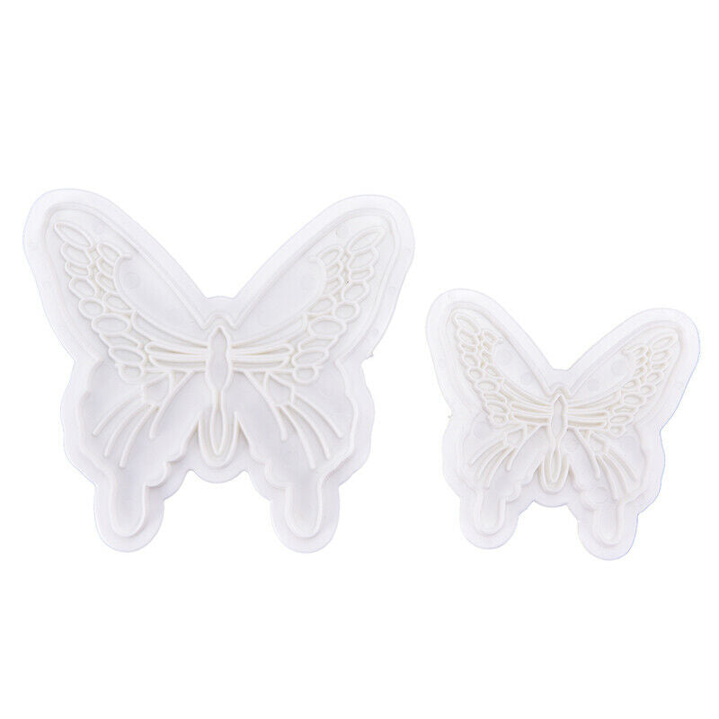 2Pcs/Set Butterfly Cake Fondant Sugarcraft Mould Cookie Plunger Cutter Mo.l8