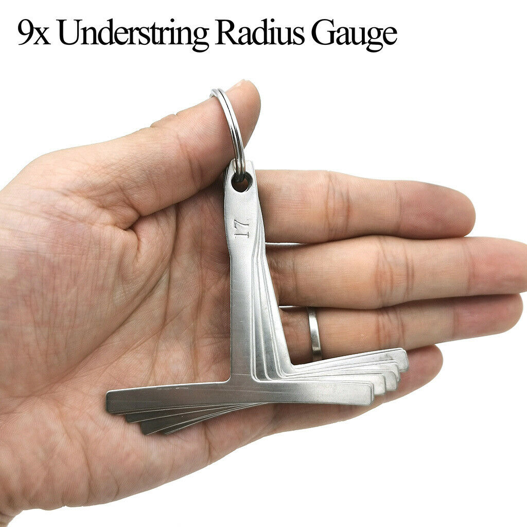 9Pcs Guitar Understring Radius Gauge Builder Luthier Tool Radius Measure