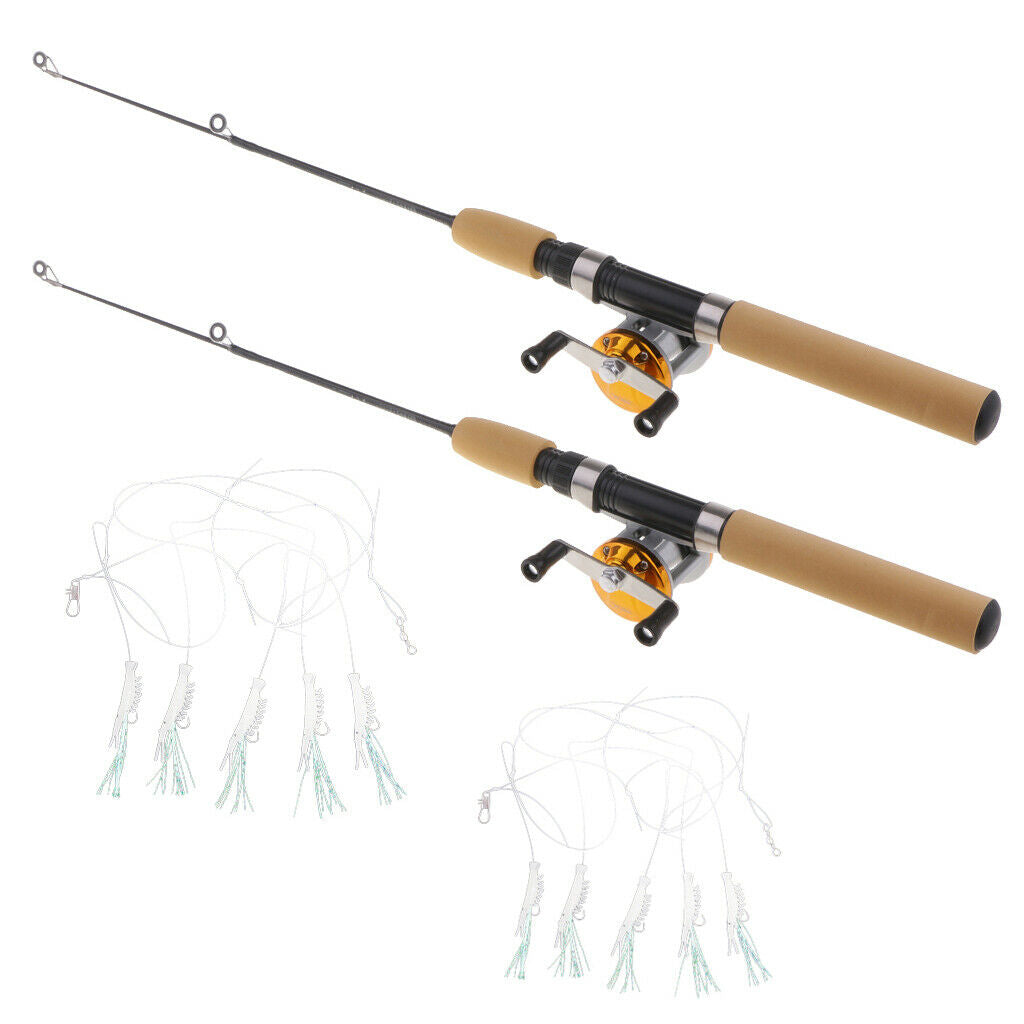 2x Ice Fishing Rod Lightweight Micro   Rod w/ Reel Accessories Kit L