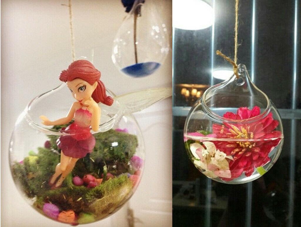 3x Clear Ball Glass Hanging Vase Bottle Terrarium Container Flower Decor