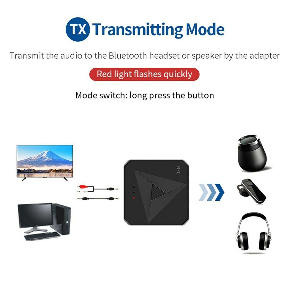2 In 1 Bluetooth 5.0 Audio Transmitter Receiver 3.5mm Aux RCA Audio Adapter CA