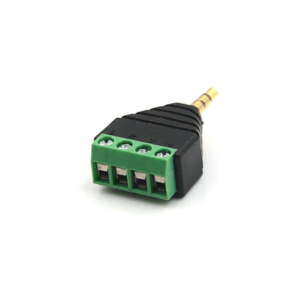 Video AV 3.5mm 4 Pin Male to AV Screw Terminal Stereo Jack Block Plug Connec WF