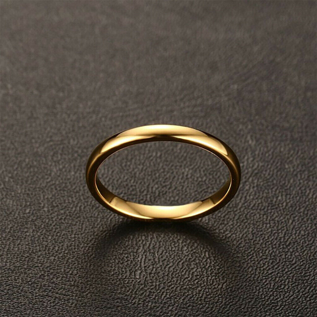 2mm High Polished Golden Simple Ring Fit Wedding Band Women's Ring 6 Yards