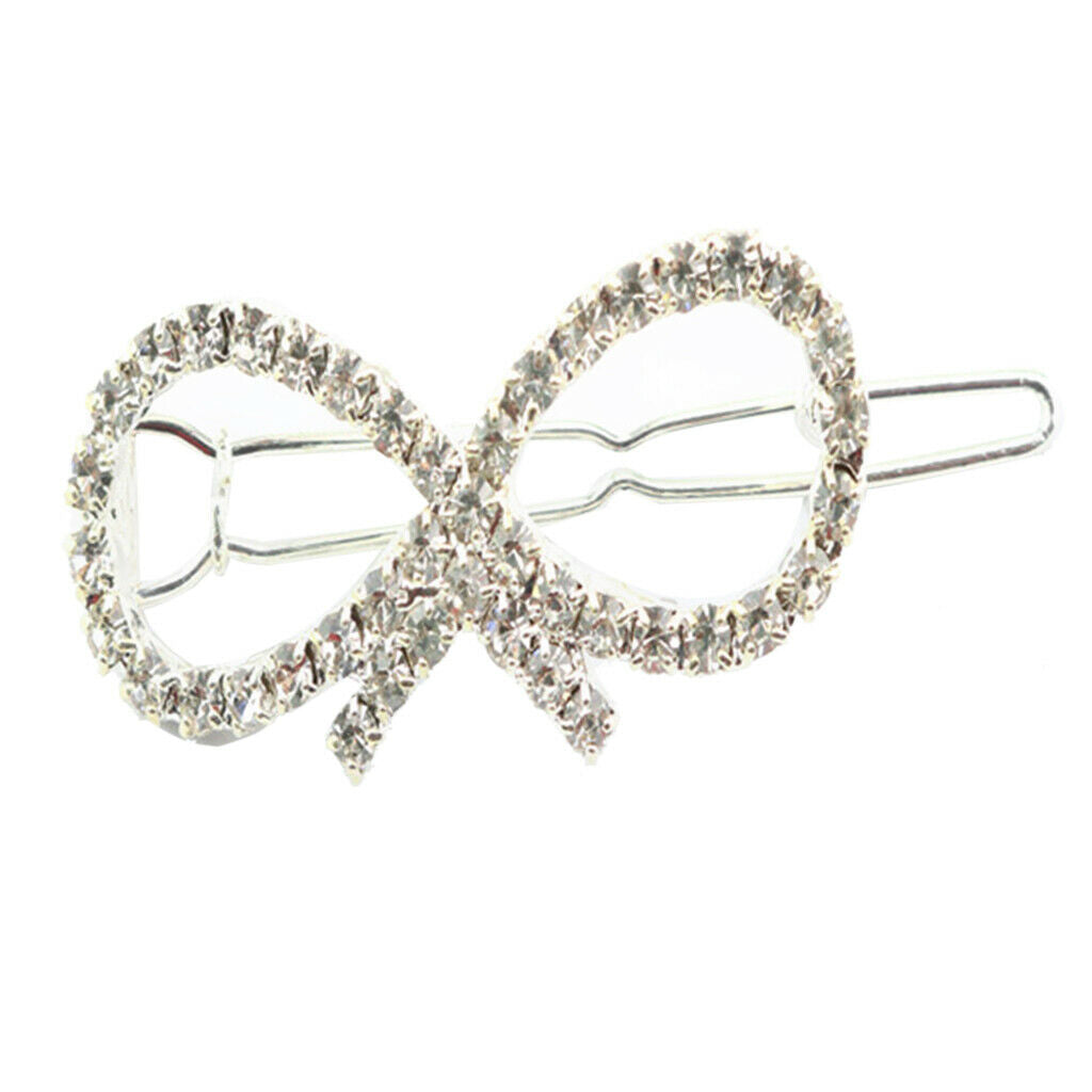 Elegant Bowknot Crystal Barrettes Hair Clip Hairpin Headpiece for Women