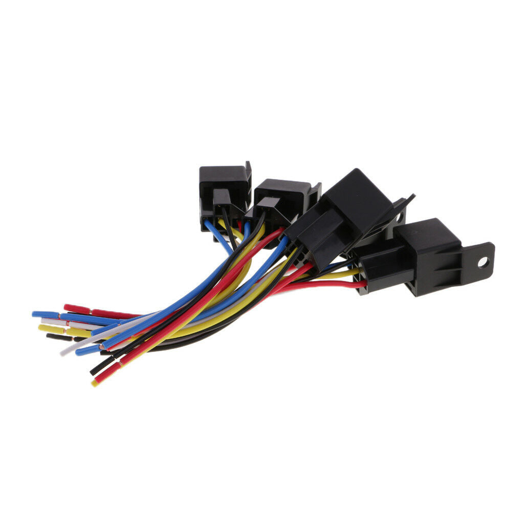 5 Pieces 12V SPDT 5 Pin Automotive Relay with 5 Wires Harness Socket 40 Amp
