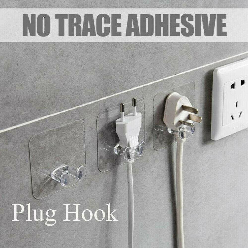 5PC Seamless Plastic Transparent Plug Wire Nail Bracket Hook Socket Storage Hook