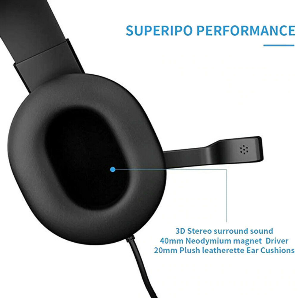 3.5mm Wired Gaming Headset Over Ear Headphones w/ Mic for PS4 Xbox One PC Gamer