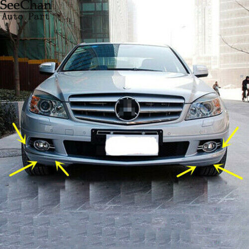 For MB Mercedes C W204 Front Bumper Chrome Molding Trim LEFT+RIGHT SET 2007-2011