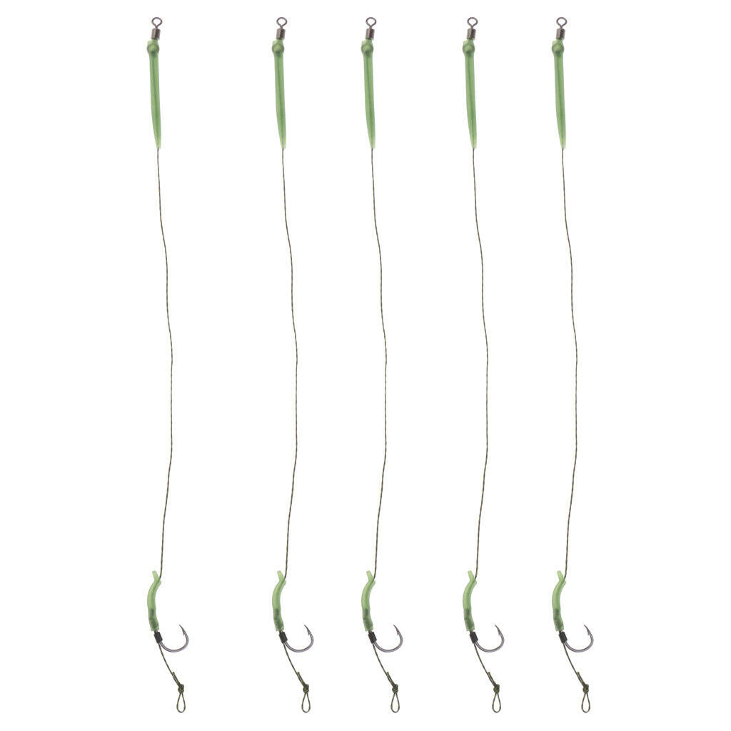 5Pieces Carp Fishing Hook Link Braided Line Hair Rigs Terminal Tackle  8#