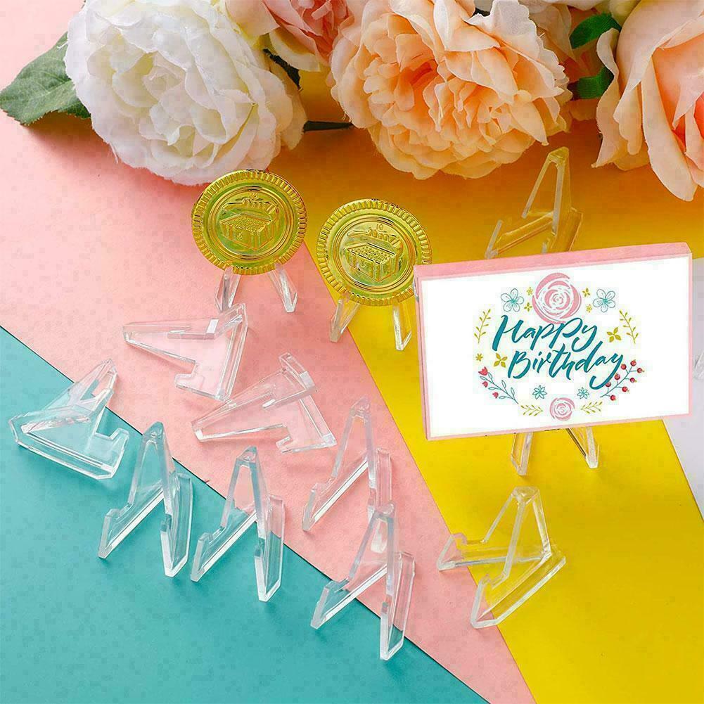 10Pcs Acrylic Display Stands Easel for Coins Cards Holders Thickened Tool Set US