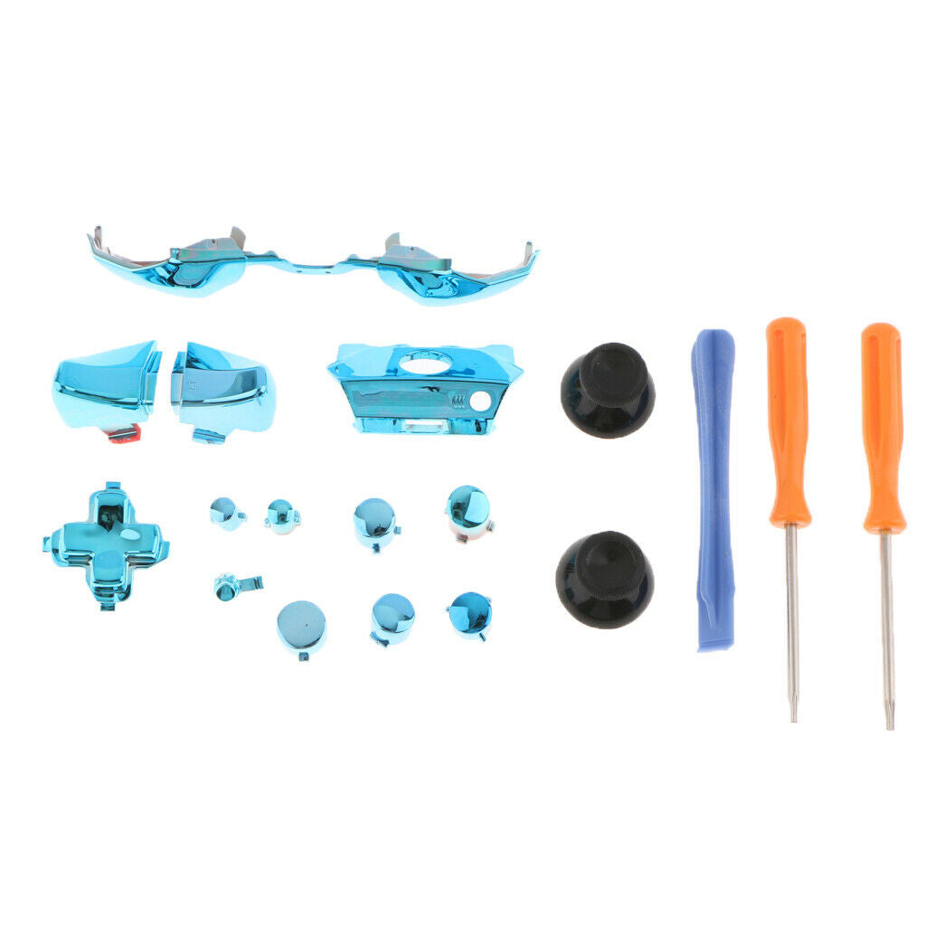 Chrome Blue ABXY Dpad Triggers Full Buttons Set Bumper Kits for Xbox One Elite