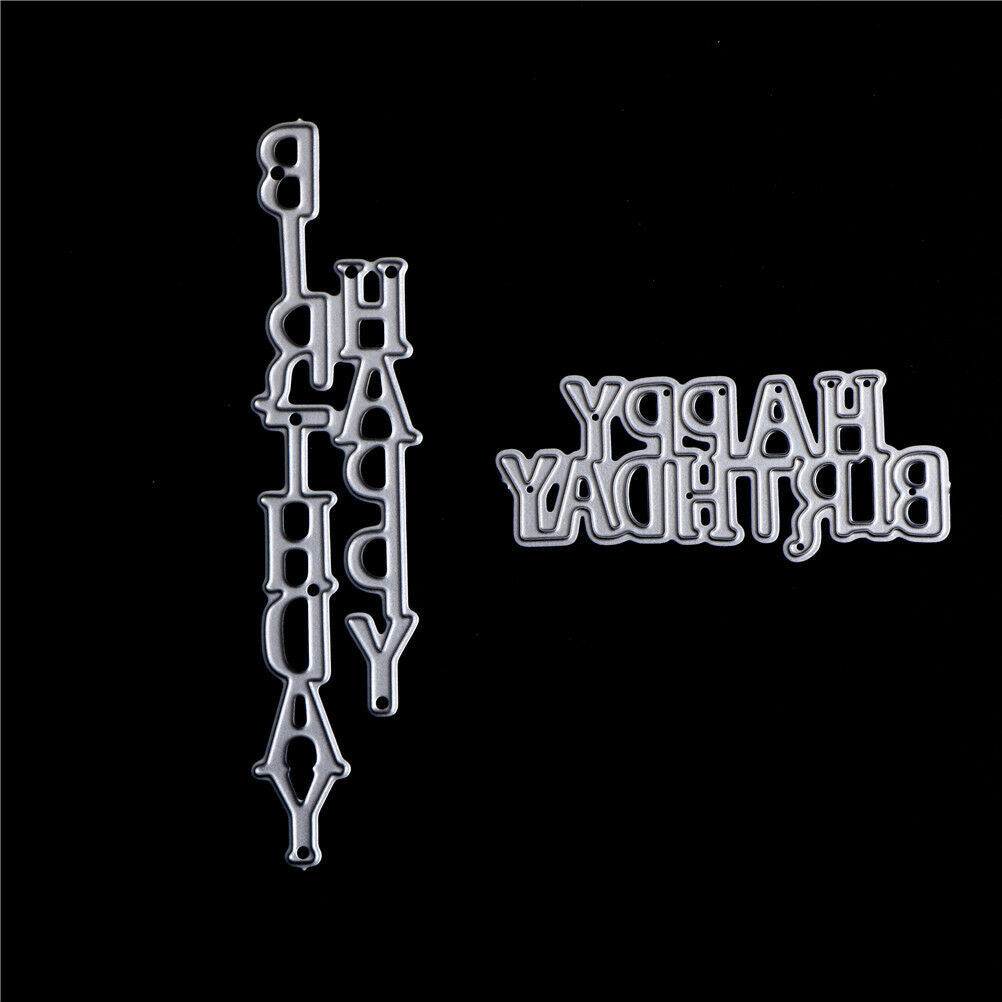 2pcs Happy Birthday letters Metal Cutting Dies Stencil Scrapbooking decor .l8
