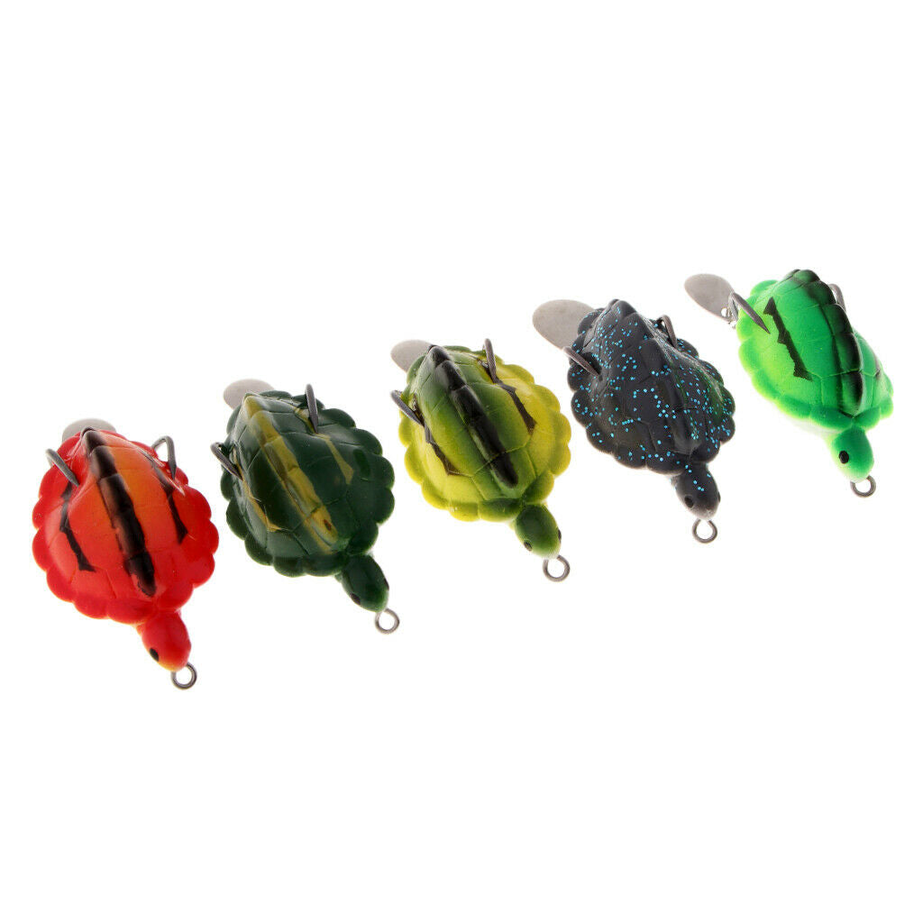 5pcs Soft Silicone Frog Fishing Lure Topwater Hook Baits Crankbaits