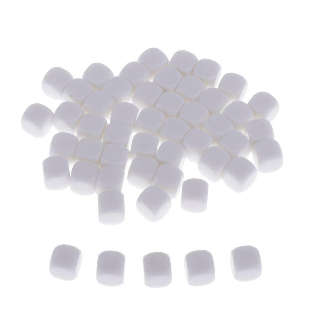 Pack of 50 D6 Six-sided Blank Dice Dice Blank Dice Great Props for Table Games,
