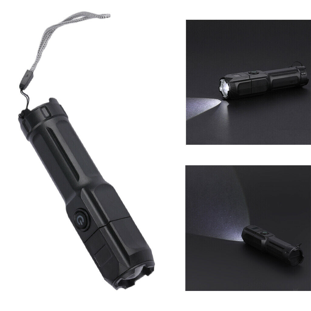 Powerful 450LM Portable LED Flashlight USB Rechargeable Zoom Torch Handheld