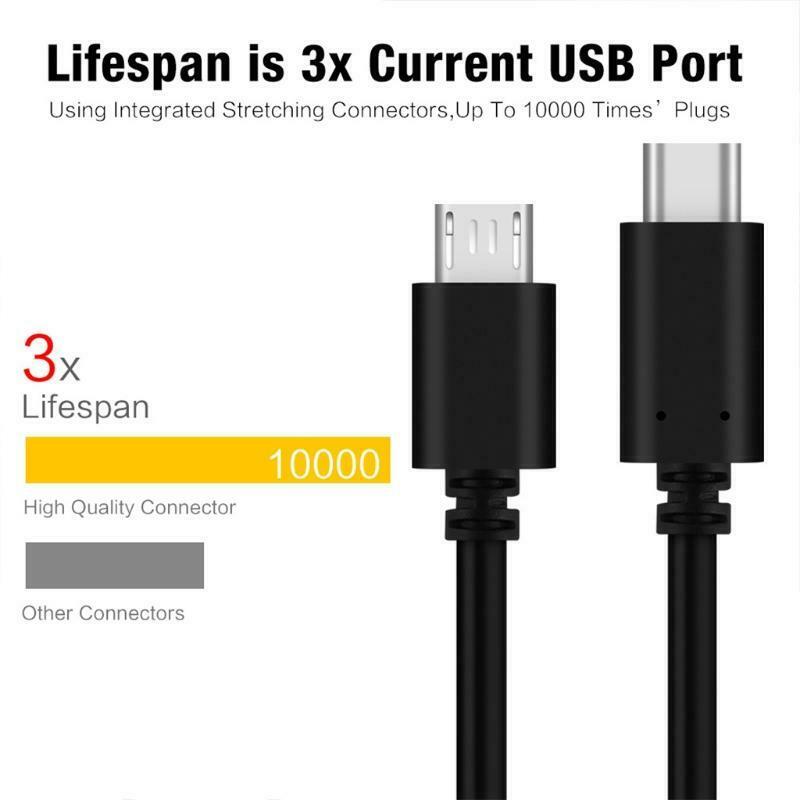 Data Sync Wire 1Meter Type-C to Micro USB Cable Durable Tablet Accessories