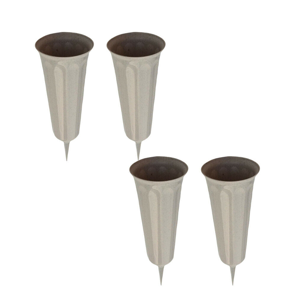 4-Piece 10.2" Stake In Ground Fluted Flower Vases Holder for Lawn Garden