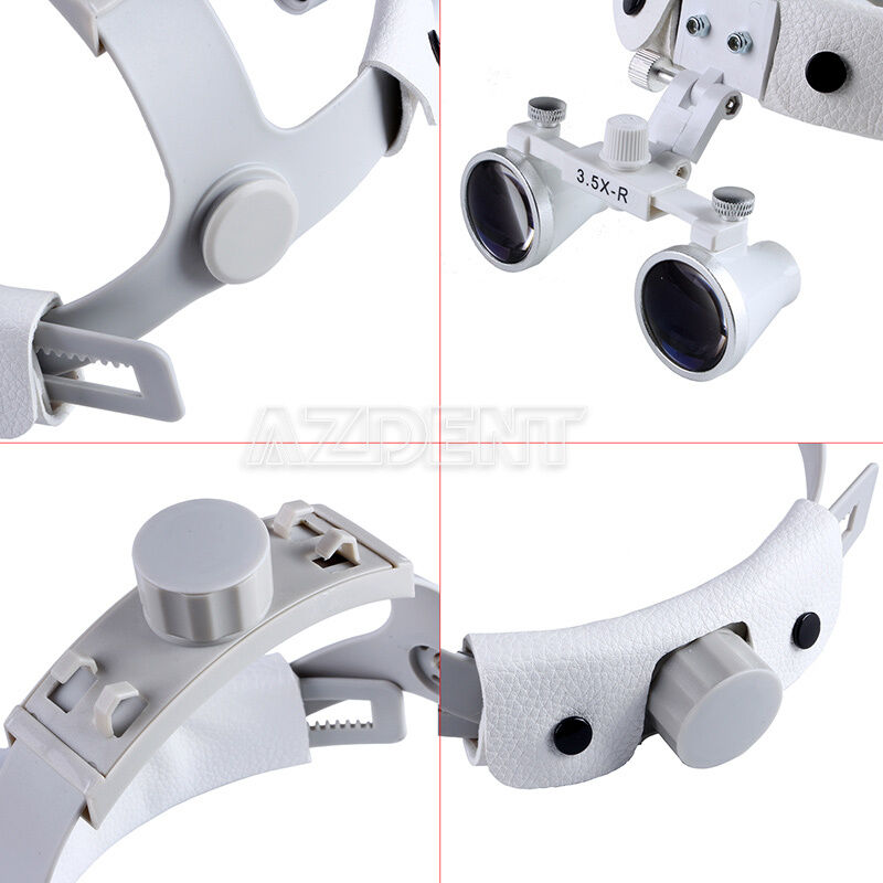 Dental Medical Headband Binocular Optical Loupes + Portable LED Head Light Lamp