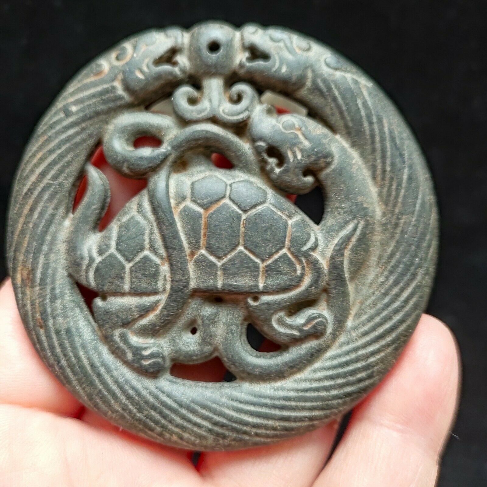 Ancient Chinese hongshan culture,old jade carved,Ancient pendant statueH263