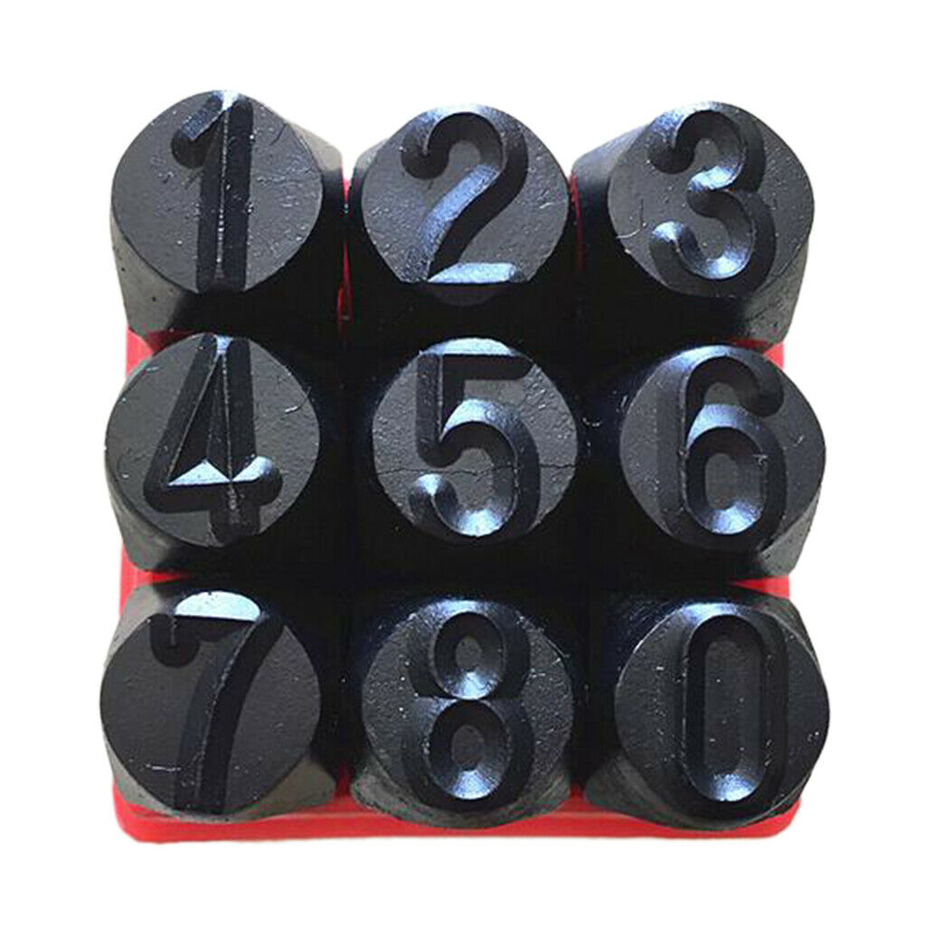 9pc Steel Punch Numbers 5/16'' 8mm Number Stamp Metal Leather Craft Tool  0-9