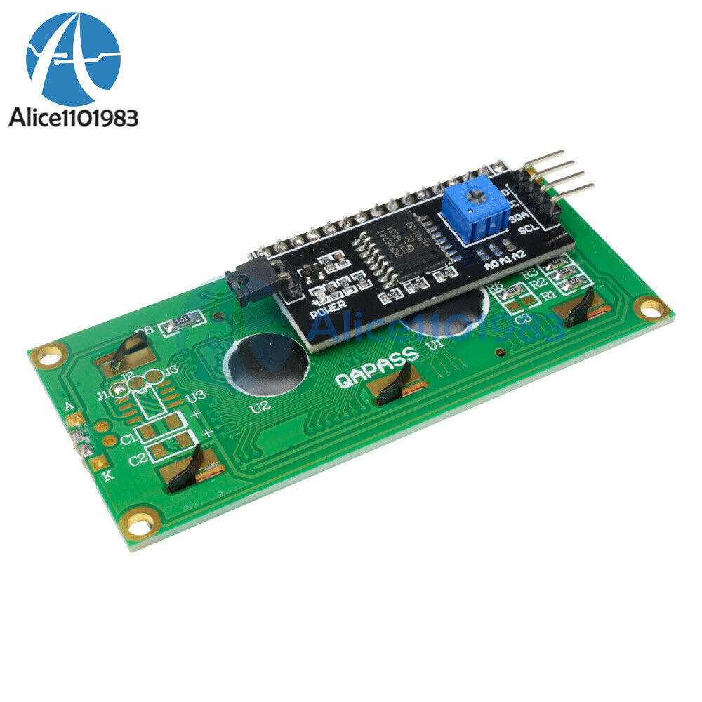 2X IIC/I2C/TWI/SPI Serial Interface1602 16X2 Character LCD Module Display Blue