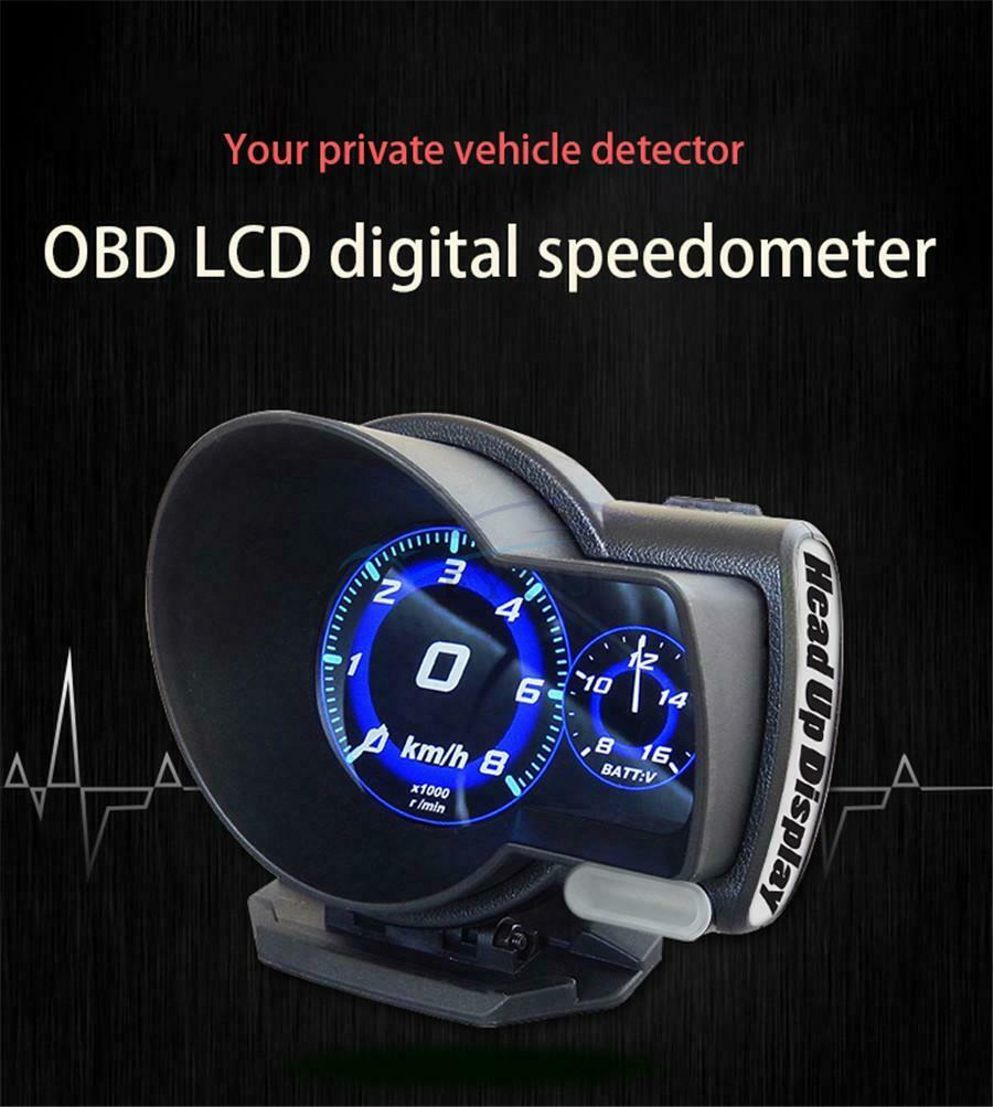 Car HD Digital LCD Digital Color Screen OBD2 Instrument HUD Head-Up Display