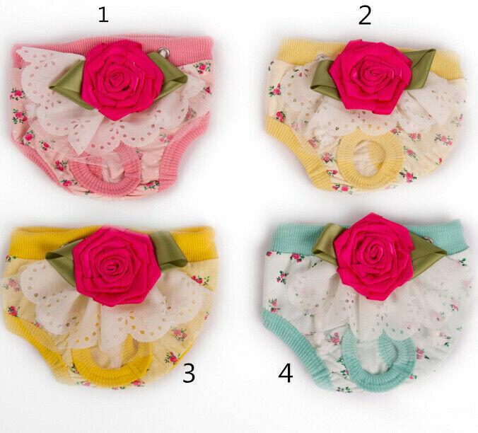 Pet Dog Puppy Female Sanitary Clothes Physiological Shorts Diaper Pink M