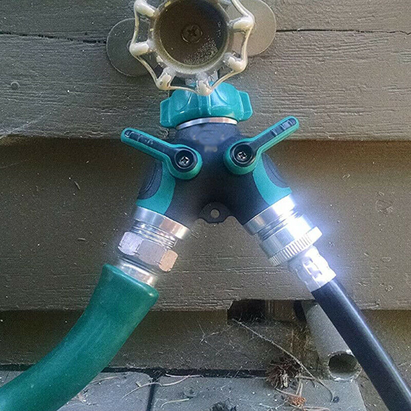 3/4" Metal Body 2 Way Y Shape Garden Water Hose Splitter Bolted Threaded Adapter